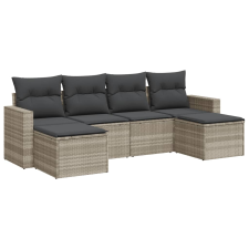vidaXL 6 részes világosszürke polyrattan kerti ülőgarnitúra párnákkal (3219312) kerti bútor