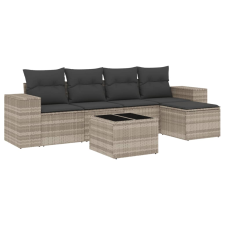vidaXL 6 részes világosszürke polyrattan kerti ülőgarnitúra párnákkal (3222501) kerti bútor