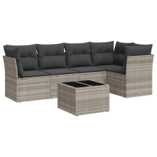 vidaXL 6 részes világosszürke polyrattan kerti ülőgarnitúra párnákkal (3249451) kerti bútor