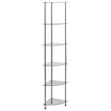 vidaXL 6 szintes átlátszó edzett üveg polc 30 x 30 x 160 cm bútor