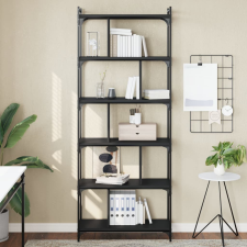 vidaXL 6-szintes fekete szerelt fa könyvespolc 76 x 32 x 192 cm bútor