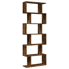 vidaXL 6 szintes füstös tölgy fa elválasztó könyvespolc 70x24x193 cm (858088) bútor