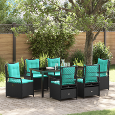 vidaXL 7 darabos kert dinning szett Fekete Polirattan kerti bútor