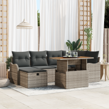vidaXL 7 Darabos Kert Sofa Szett Levehető Párnákkal Szürke Poli Rattan kerti bútor