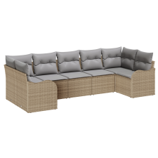 vidaXL 7 darabos Kerti Sofa Szett Párnákkal Bézs Poly Rattan (3354519) kerti bútor