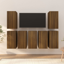 vidaXL 7 db barna tölgyszínű szerelt fa TV-szekrény 30,5 x 30 x 60 cm bútor