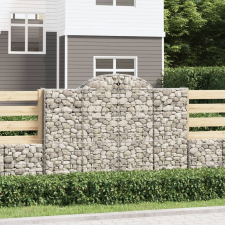 vidaXL 7 db íves horganyzott vas gabion kosár 200x30x140/160 cm kerti tárolás