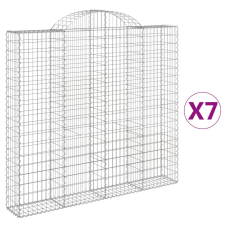 vidaXL 7 db íves horganyzott vas gabion kosár 200x30x180/200 cm kerti tárolás