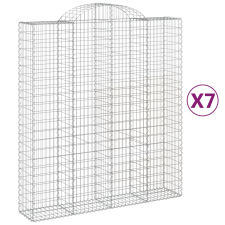 vidaXL 7 db íves horganyzott vas gabion kosár 200x50x220/240 cm (3146451) kerti tárolás