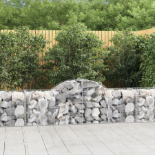 vidaXL 7 db íves horganyzott vas gabion kosár 200x50x60/80 cm kerti dekoráció