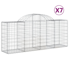 vidaXL 7 db íves horganyzott vas gabion kosár 200x50x80/100 cm (3146304) kerti tárolás
