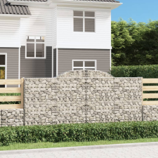 vidaXL 7 db íves horganyzott vas gabion kosár 300x30x140/160 cm kerti dekoráció
