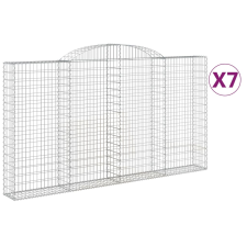 vidaXL 7 db íves horganyzott vas gabion kosár 300x30x160/180 cm (3146580) kerti tárolás