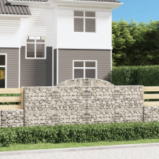 vidaXL 7 db íves horganyzott vas gabion kosár 300x50x120/140 cm kerti tárolás