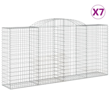 vidaXL 7 db íves horganyzott vas gabion kosár 300x50x140/160 cm (3146742) kerti tárolás