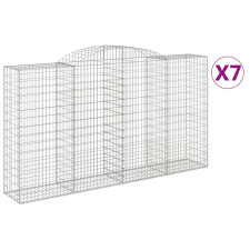 vidaXL 7 db íves horganyzott vas gabion kosár 300x50x160/180 cm (3146760) kerti tárolás