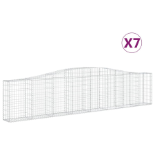 vidaXL 7 db íves horganyzott vas gabion kosár 400x30x80/100 cm (3145818) kerti tárolás