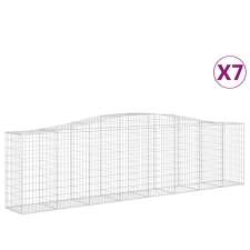 vidaXL 7 db íves horganyzott vas gabion kosár 400x50x100/120 cm (3145961) kerti tárolás