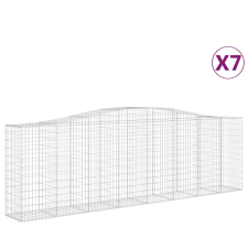 vidaXL 7 db íves horganyzott vas gabion kosár 400x50x120/140 cm (3145974) kerti tárolás
