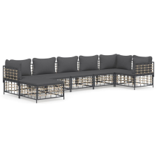 vidaXL 7-részes antracitszürke polyrattan kerti ülőgarnitúra párnákkal kerti bútor
