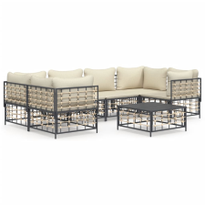 vidaXL 7-részes antracitszürke polyrattan kerti ülőgarnitúra párnákkal kerti bútor