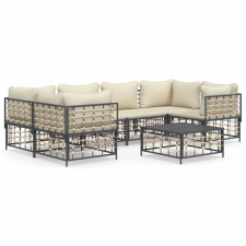 vidaXL 7-részes antracitszürke polyrattan kerti ülőgarnitúra párnákkal kerti bútor