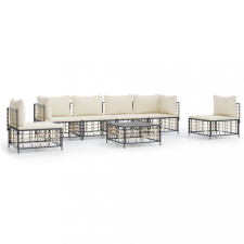 vidaXL 7-részes antracitszürke polyrattan kerti ülőgarnitúra párnákkal kerti bútor