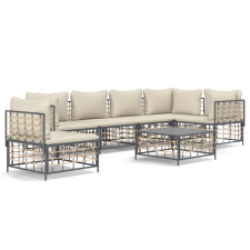 vidaXL 7-részes antracitszürke polyrattan kerti ülőgarnitúra párnákkal (3186766) kerti bútor