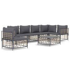 vidaXL 7-részes antracitszürke polyrattan kerti ülőgarnitúra párnákkal (3186767) kerti bútor