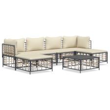 vidaXL 7-részes antracitszürke polyrattan kerti ülőgarnitúra párnákkal (3186780) kerti bútor