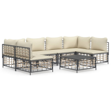 vidaXL 7-részes antracitszürke polyrattan kerti ülőgarnitúra párnákkal (3186788) kerti bútor
