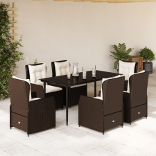 vidaXL 7 részes barna polyrattan kerti étkezőgarnitúra párnával kerti bútor