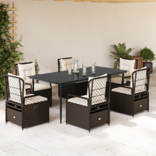 vidaXL 7 részes barna polyrattan kerti étkezőgarnitúra párnával kerti bútor