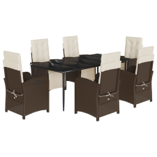 vidaXL 7-részes barna polyrattan kerti étkezőgarnitúra párnával (3212547) kerti bútor