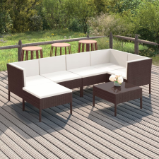 vidaXL 7 részes barna polyrattan kerti ülőgarnitúra párnákkal kerti bútor