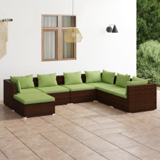 vidaXL 7 részes barna polyrattan kerti ülőgarnitúra párnákkal kerti bútor
