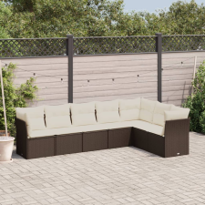 vidaXL 7 részes barna polyrattan kerti ülőgarnitúra párnákkal kerti bútor