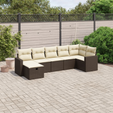 vidaXL 7 részes barna polyrattan kerti ülőgarnitúra párnákkal kerti bútor