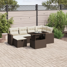 vidaXL 7 részes barna polyrattan kerti ülőgarnitúra párnákkal kerti bútor