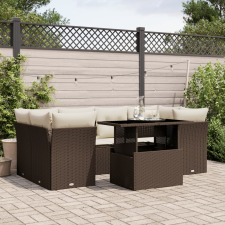 vidaXL 7 részes barna polyrattan kerti ülőgarnitúra párnákkal kerti bútor