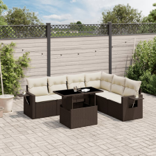 vidaXL 7 részes barna polyrattan kerti ülőgarnitúra párnákkal kerti bútor