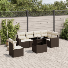 vidaXL 7 részes barna polyrattan kerti ülőgarnitúra párnákkal kerti bútor