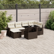 vidaXL 7 részes barna polyrattan kerti ülőgarnitúra párnákkal kerti bútor