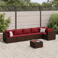 vidaXL 7 részes barna polyrattan kerti ülőgarnitúra párnákkal kerti bútor