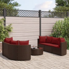 vidaXL 7 részes barna polyrattan kerti ülőgarnitúra párnákkal kerti bútor