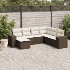 vidaXL 7 részes barna polyrattan kerti ülőgarnitúra párnákkal kerti bútor