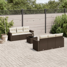 vidaXL 7 részes barna polyrattan kerti ülőgarnitúra párnákkal kerti bútor