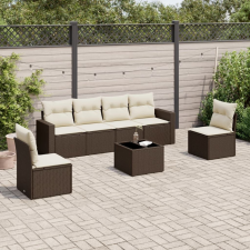 vidaXL 7 részes barna polyrattan kerti ülőgarnitúra párnákkal kerti bútor