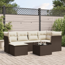 vidaXL 7 részes barna polyrattan kerti ülőgarnitúra párnákkal kerti bútor