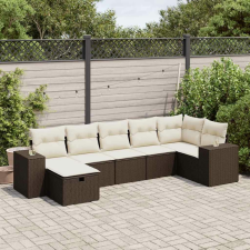 vidaXL 7 részes barna polyrattan kerti ülőgarnitúra párnákkal kerti bútor
